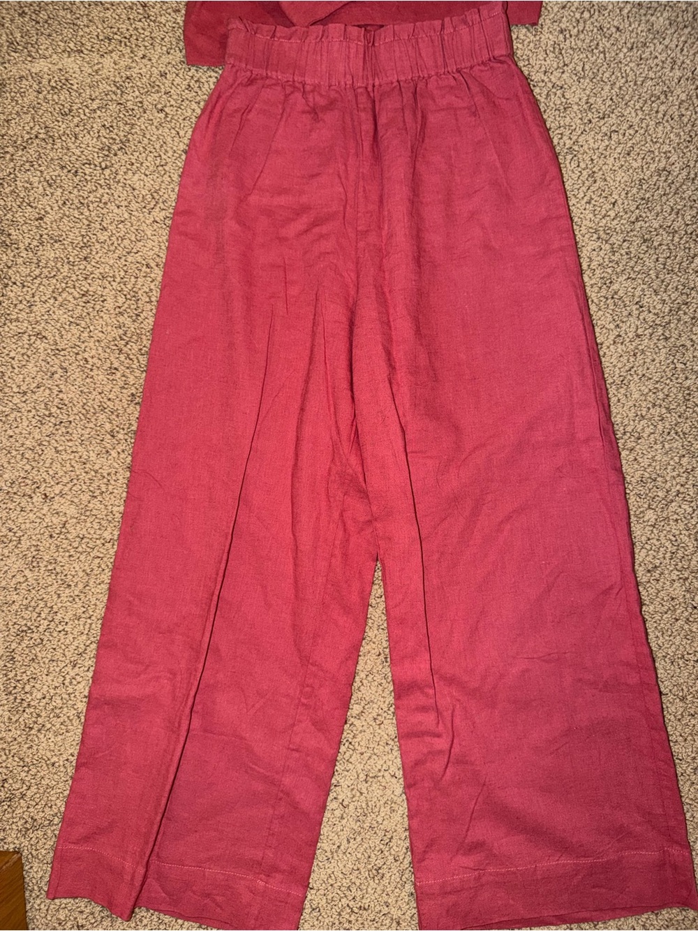 Abercrombie & Fitch Red Wide-Leg Linen-Blend Pants - Picture 2 of 6